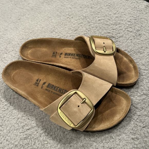 Birkenstock Madrid Big Buckle Cognac Leather / Gold Buckle Slides. W 9.5 Sz 41 - Picture 5 of 8